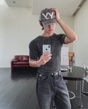 Washed Rib Muscle Fit Short Sleeve Knit