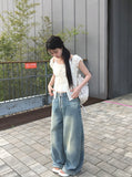 Nuhi Vintage Washing Back Pocket Denim Pants