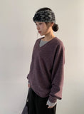 Shinpori Stripe V-Neck Knit Sweatshirt