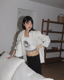 Aesthetics Printed Color Matching See-Through Long Sleeve T-Shirt