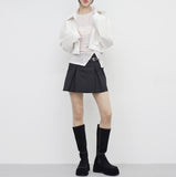 Viola cropped leather jacket