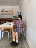 [unisex] Kidou Check Short Sleeve Over Shirt