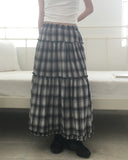 Kawi Frill Check Cancan Long Skirt