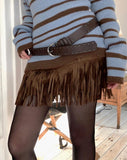 [Belt set] Leah Suede Two-Belt Tassel Mini Skirt