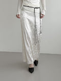 Rose Jacquard Satin Long Skirt