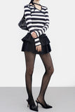 Hidden Stripe Unbalanced Neck T-shirt