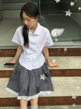 [BAONHAUS] Pironi Double Short Sleeve Blouse
