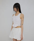Button Shirred Balloon Skirt