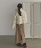 Banding Suede H-line Back Slit Long Skirt