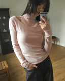 Lume Unbalanced Shoulder Slit Polar Knit