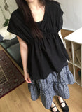 Loerin Shirred Cap Sleeve Blouse