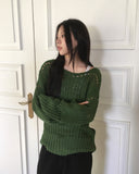 [MADE] Tens Crochet Net Overfit Boat Neck Knit
