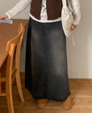Peuhen Washing Denim Long Skirt
