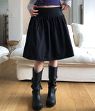 Huring Double Button Balloon Midi Skirt
