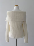Unbalanced Button Off-Shoulder Knit
