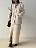 Shear Wool No-Collar Overfit Single Jacket