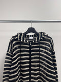 Punching Stripe Hooded Knit Zip-Up