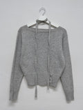 [Scarf SET] Tuyu boat neck slit crop knit
