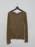 Ribbed wrap see-through layered t-shirt