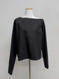 Unbalanced Shoulder Poplin Shirt