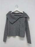 Unbalanced Button Off-Shoulder Knit