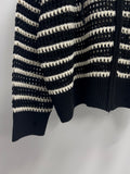 Punching Stripe Hooded Knit Zip-Up