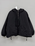 Shirring Hood Crop Padding Jumper
