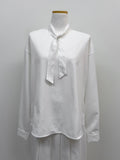 [Setup Available/Tie SET] Pin Round Loose Fit Blouse