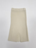 Wool Ribbed Knit Midi Skirt