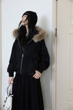 Wolf brushed hood zip-up