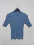 [Plan] Ribbed mock neck slim fit half T-shirt