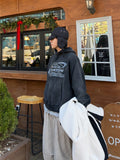 Fleece color matching hooded jumper