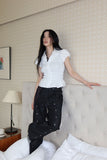 Line eyelet denim pants
