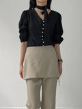 [Long sleeve ver.] Roman Tie V-neck Blouse