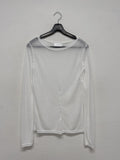 Ribbed wrap see-through layered t-shirt