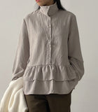 Two-Neck Tiered Frill Blouse