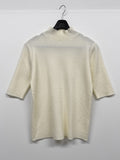 Mock neck three-quarter knit T-shirt