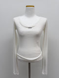 Dipping U-neck Long Sleeve T-shirt