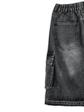Cut Washed Cargo Bermuda Denim