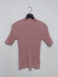 [Plan] Ribbed mock neck slim fit half T-shirt