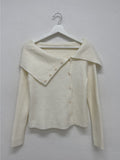 Unbalanced Button Off-Shoulder Knit