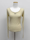 Dipping U-neck Long Sleeve T-shirt
