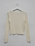 Ribbed Slit Boat Neck T-Shirt