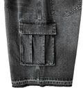 Cut Washed Cargo Bermuda Denim