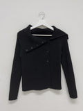 Unbalanced Button Off-Shoulder Knit