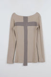 Back cross slim fit T-shirt