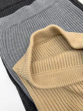 Wool Ribbed Knit Midi Skirt