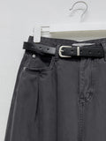 [Belt SET] Stern Pintuck Cotton Wide Pants