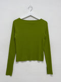 Ribbed Slit Boat Neck T-Shirt