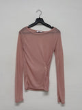 Ribbed wrap see-through layered t-shirt